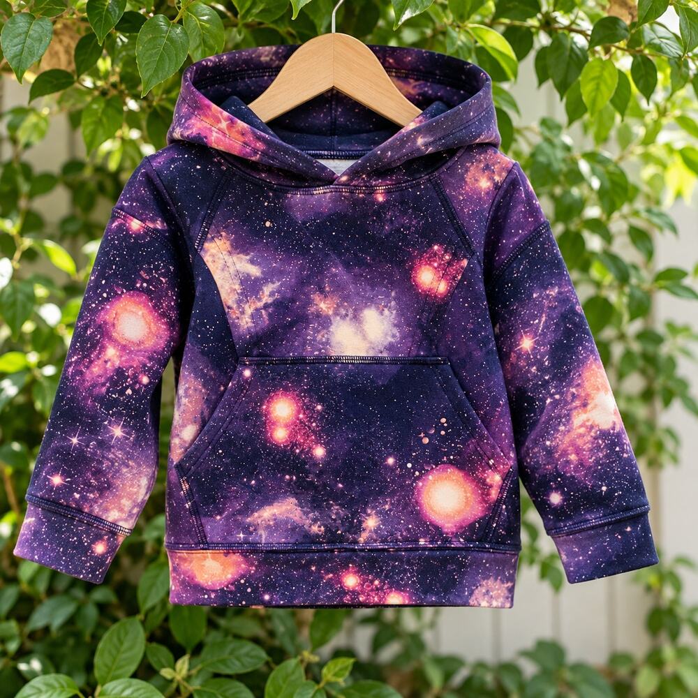 Lands’ End Kids 3T Galaxy Hoodie Purple Celestial Spacecore Cosmic Pullover
